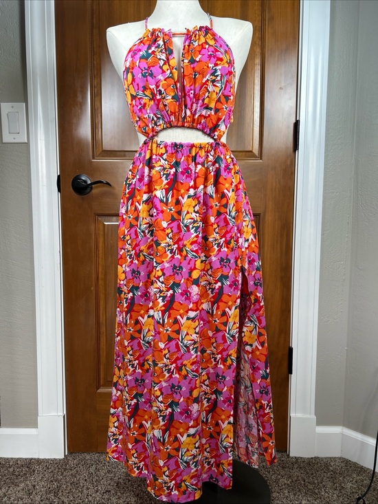 Petal & Pup Dresses & Skirts - Petal and Pup Women Señorita Print Drop back Maxi Dress Floral Artsy Boho Sz 8